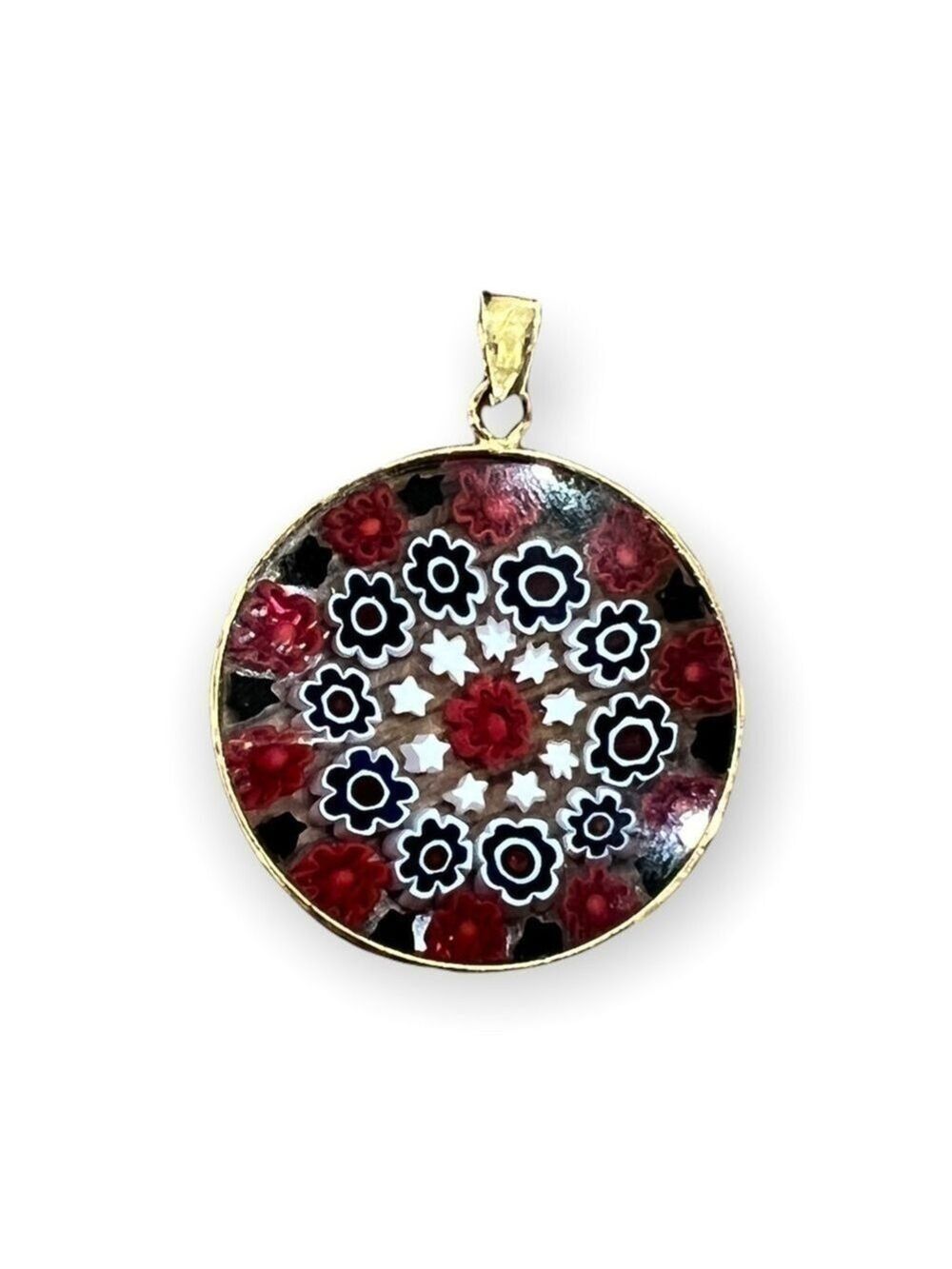 GOLD over 925 silver and glass pendant.
